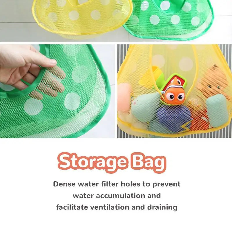 Duck Frog Bath Toy Storage Bag Organize Water Toys Game Bag for Kids Strong Suction Cups Durable Polyester Perfect Gift for Xmas