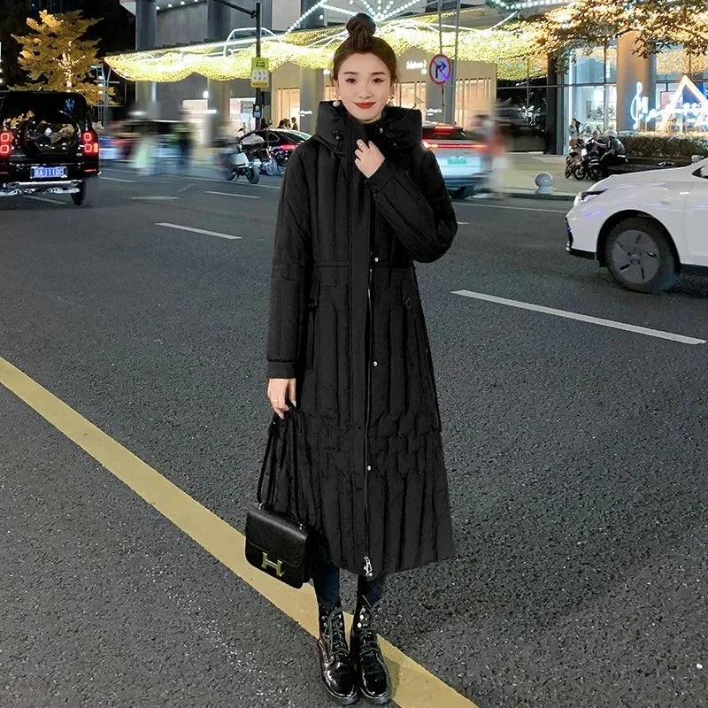 2024 new Winter Long Parkas Waterproof Down Cotton Padded Jacket Women Fashion Hooded Thick Warm Snow Coat Female Outerwear T546