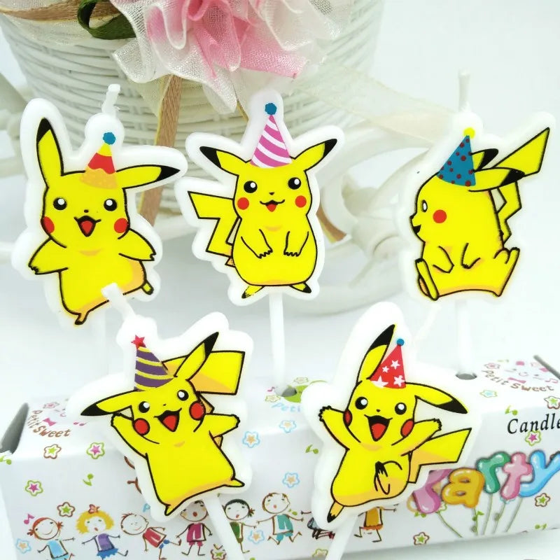 5pcs/lot Pokemon Birthday Cake Candle Kids Cartoon Pikachu Anime Doll Party Decoration Children's Cake Paraffin Figure Candle