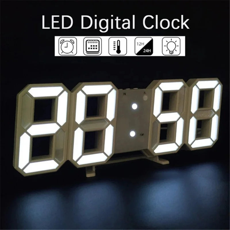 3D LED Digital Wall Clock with Date, Time, and Celsius Display - Alarm Clock and Nightlight for Home and Living Room Decor