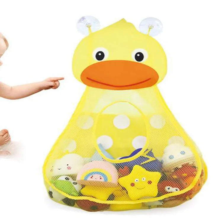 Duck Frog Bath Toy Storage Bag Organize Water Toys Game Bag for Kids Strong Suction Cups Durable Polyester Perfect Gift for Xmas