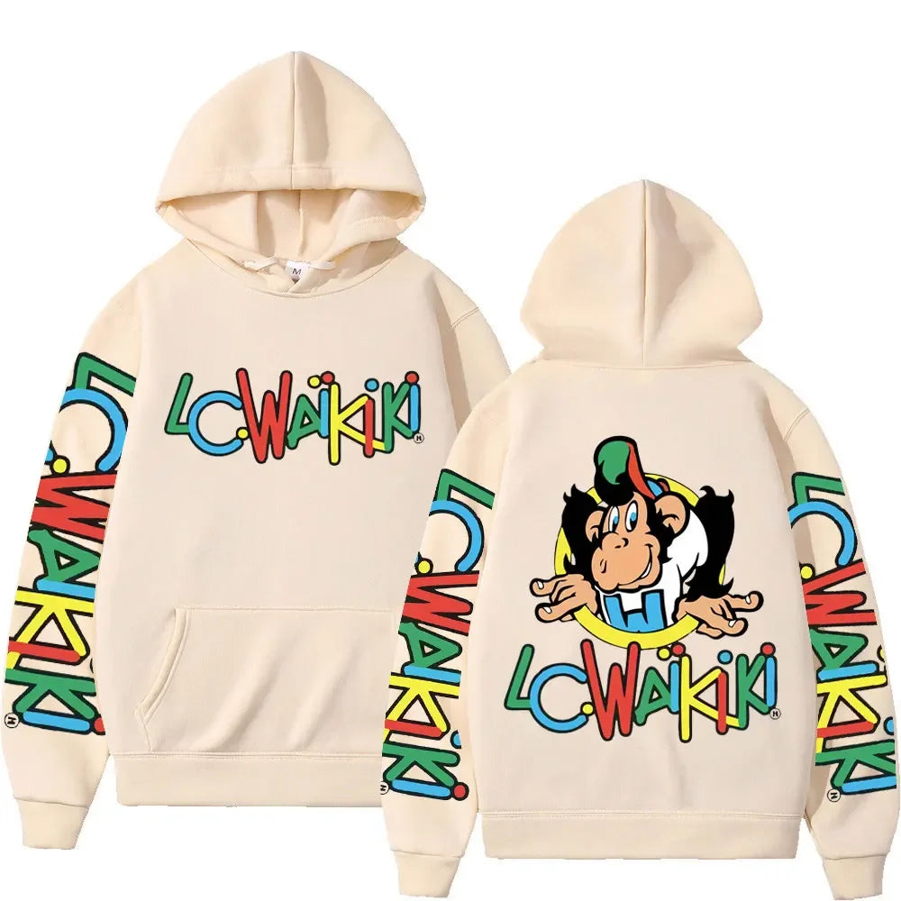 Funny Lc Waikiki Monkey Print Hoodies Limited Edition Y2k Aesthetics Sweatshirts Men Women Autumn Winter Fashion Pullovers Male