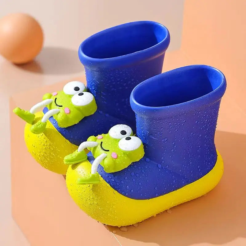 Children's New High Top Cartoon Rain Boots Boys And Girls Thick Sole Non Slip Slip On Waterproof Lightweight Rain Boots