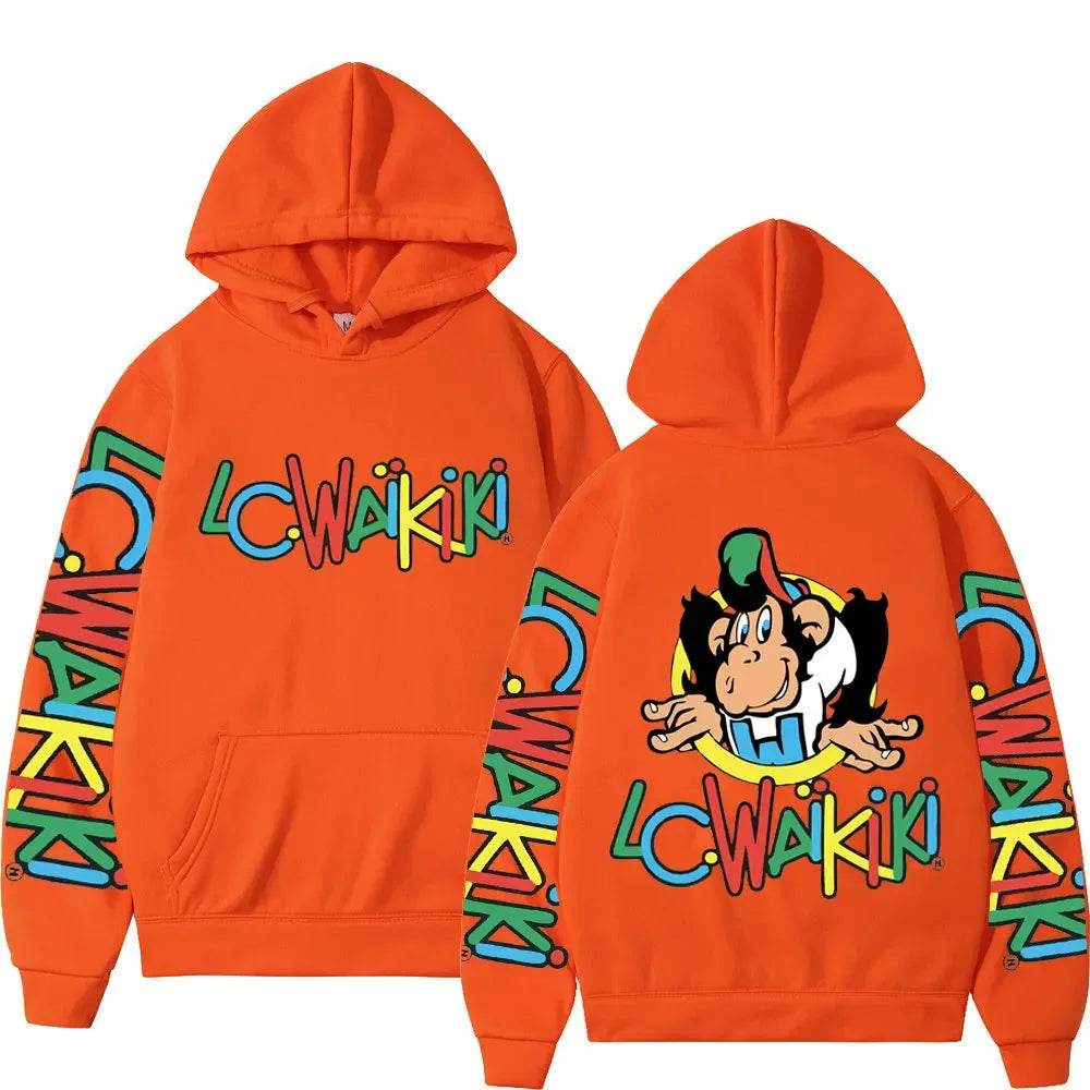 Funny Lc Waikiki Monkey Print Hoodies Limited Edition Y2k Aesthetics Sweatshirts Men Women Autumn Winter Fashion Pullovers Male