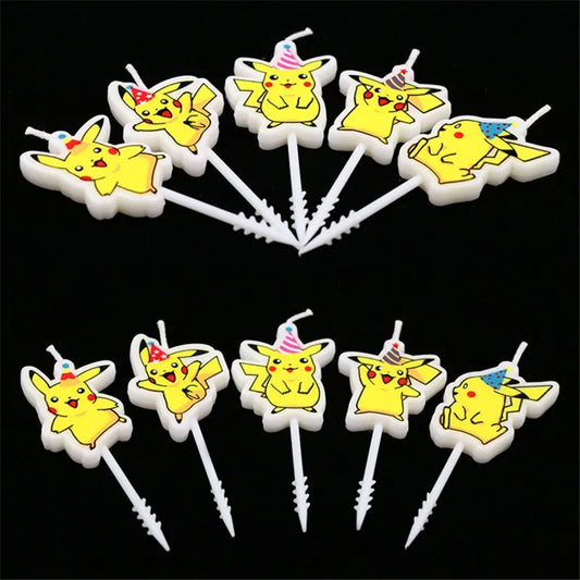 5pcs/lot Pokemon Birthday Cake Candle Kids Cartoon Pikachu Anime Doll Party Decoration Children's Cake Paraffin Figure Candle