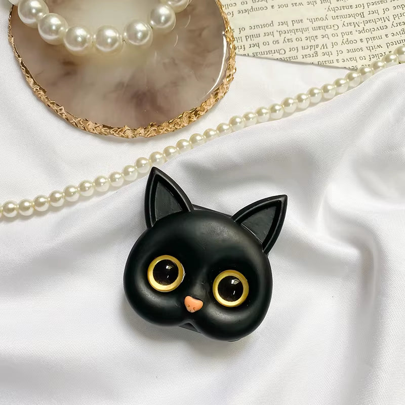 Charming 3D Cat Phone Grip & Makeup Mirror Stand - Stylish Adhesive Ring!