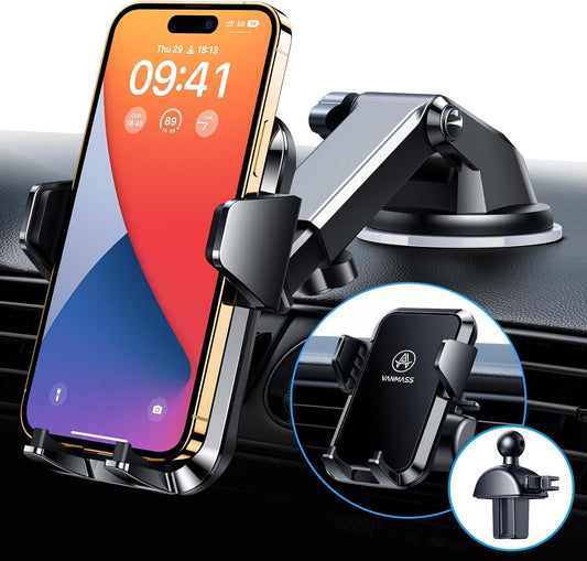 2025 Military-Grade Car Phone Holder - Ultra-Stable Suction Mount for Dashboard & Windshield - Compatible with iPhone 16 Pro Max, 15, 14, 13 & Samsung S25 Android