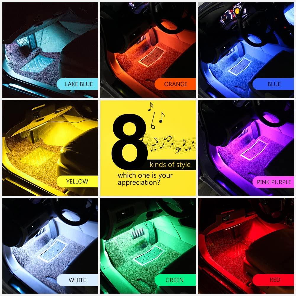 RGB Car LED Light Strips, Sound Activated with Remote Control, 48