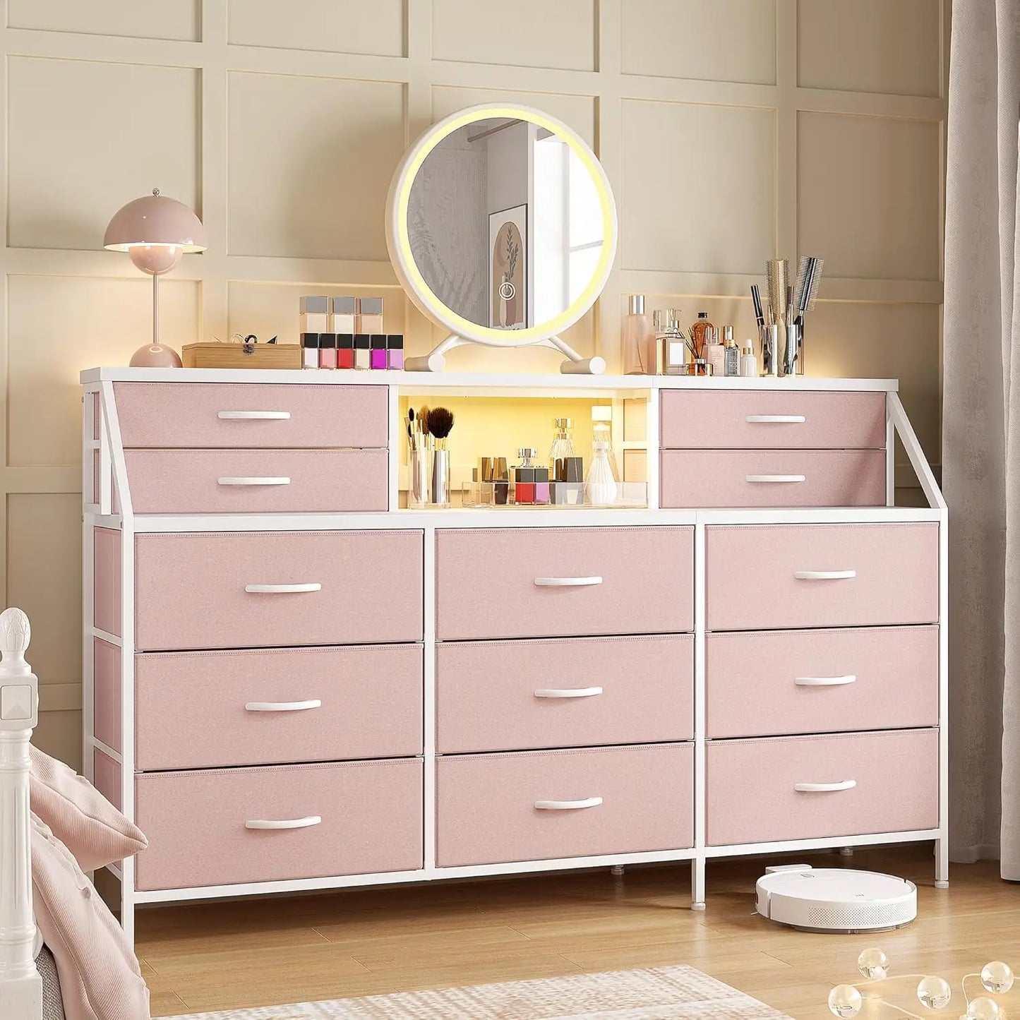 Dresser for Bedroom, Dresser with 13 Large Drawer, Dressers & Chests of Drawers, Dressers with 2 Shelves, Bedroom Dresser