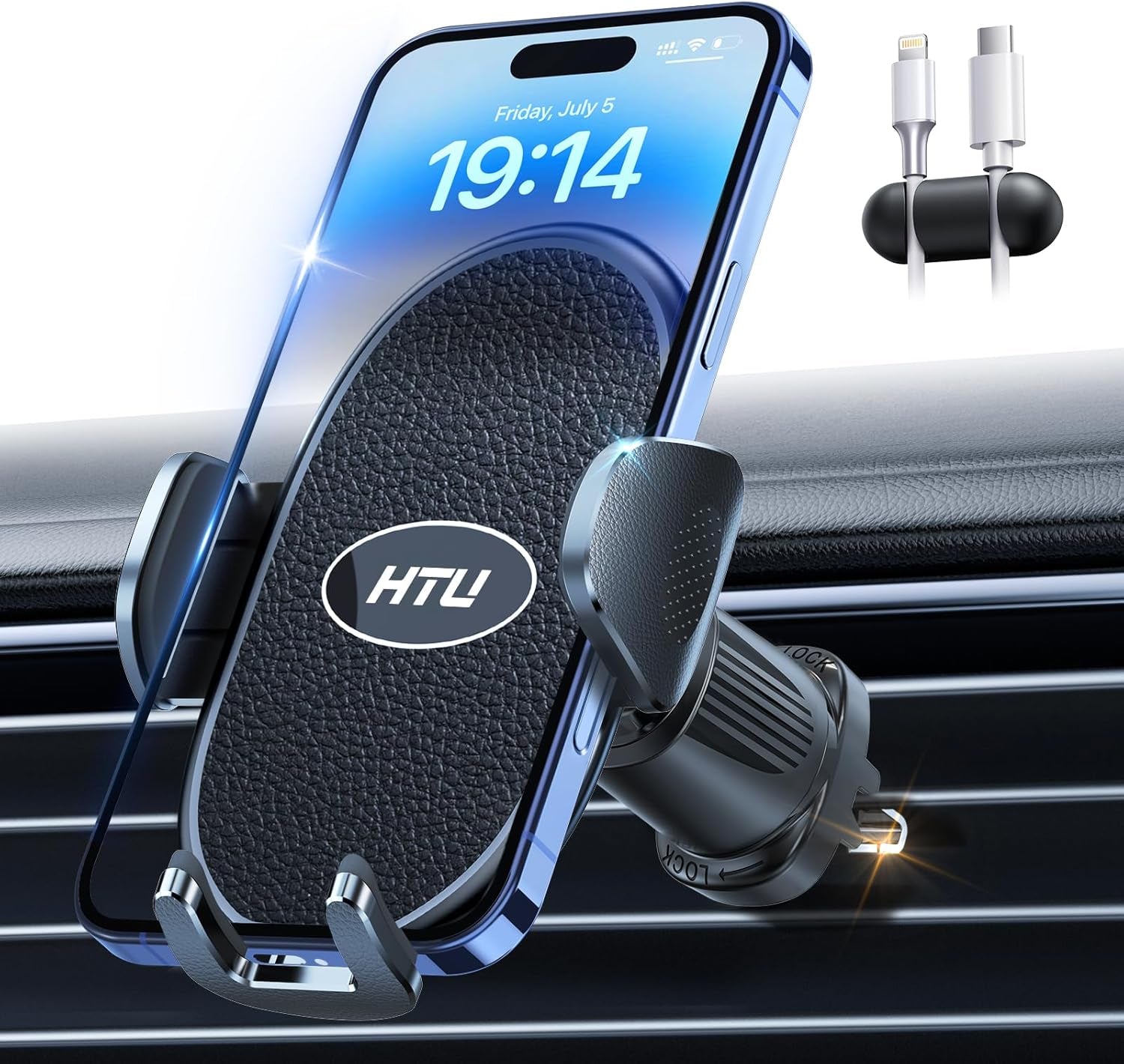 Military-Grade Car Phone Holder - Strong Steel-Hook Vent Mount, 360° Adjustable Handsfree Cradle for iPhone 16/15/14/13/12 Pro Max & Samsung Universal, Sleek Black Design