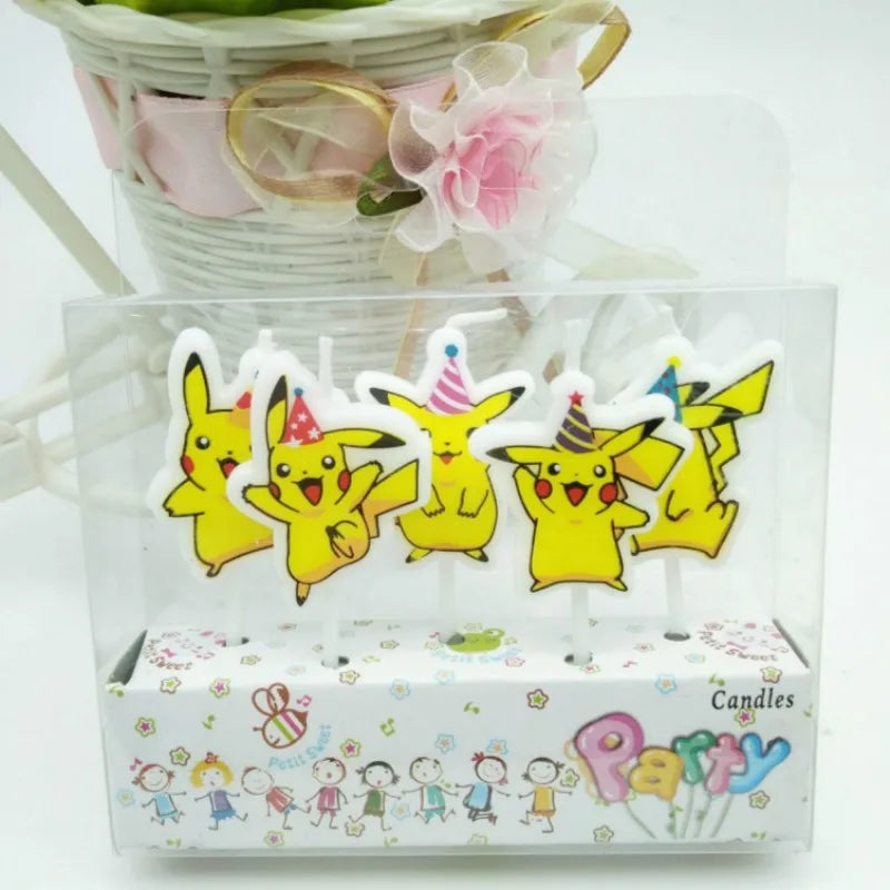 5pcs/lot Pokemon Birthday Cake Candle Kids Cartoon Pikachu Anime Doll Party Decoration Children's Cake Paraffin Figure Candle