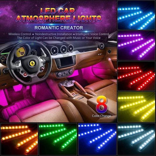 RGB Car LED Light Strips, Sound Activated with Remote Control, 48