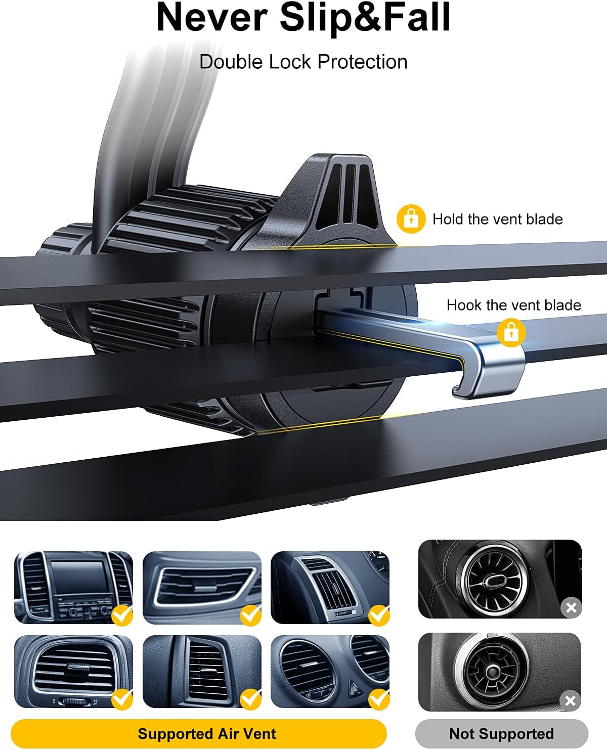 Revolutionary Car Vent Phone Mount - Never Block Your A/C! Universal Hands-Free Holder for iPhone, Samsung & More