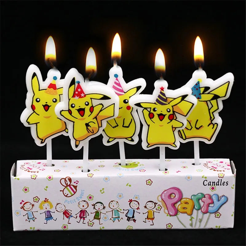 5pcs/lot Pokemon Birthday Cake Candle Kids Cartoon Pikachu Anime Doll Party Decoration Children's Cake Paraffin Figure Candle