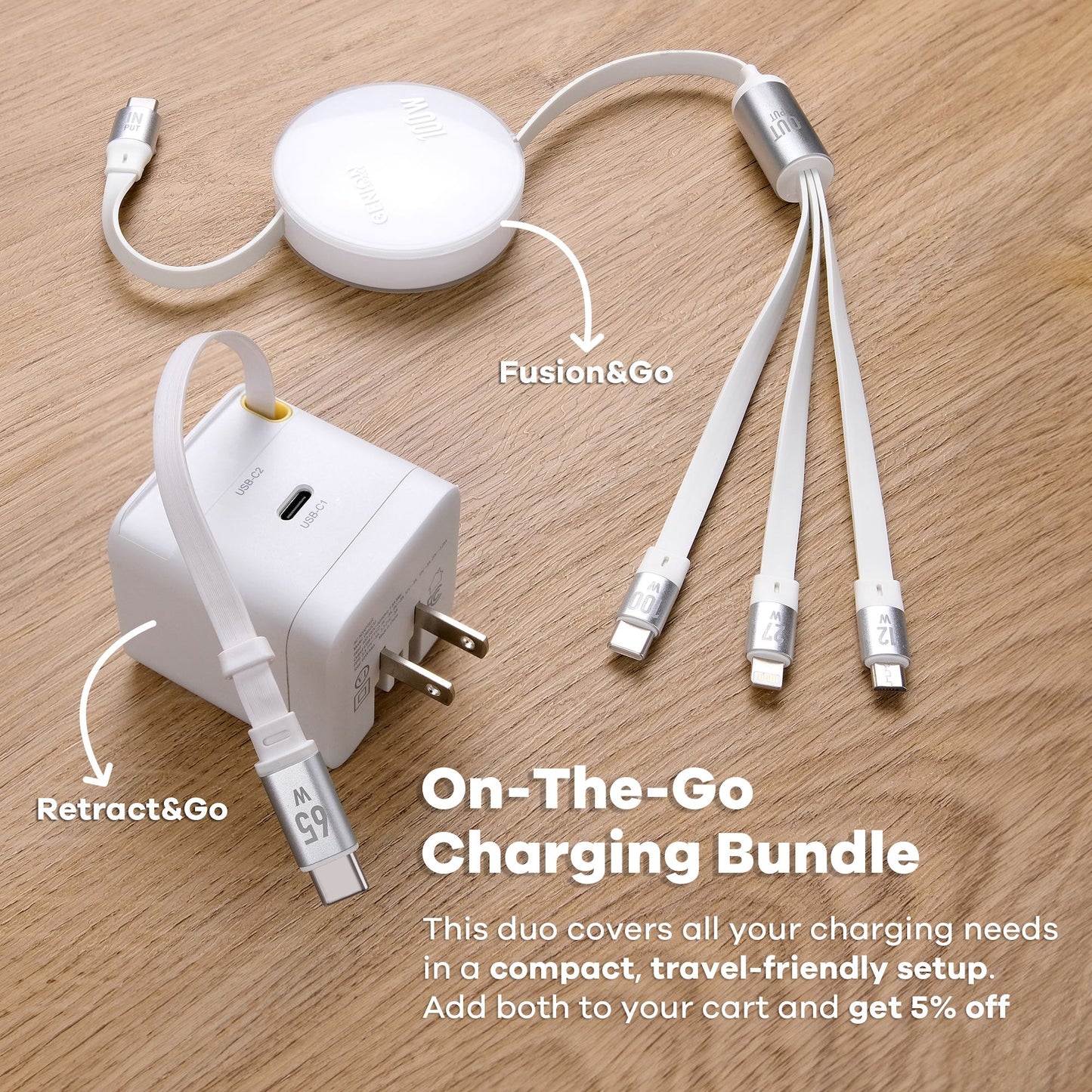 Fusion&Go 100W 3-In-1 Charging Cable