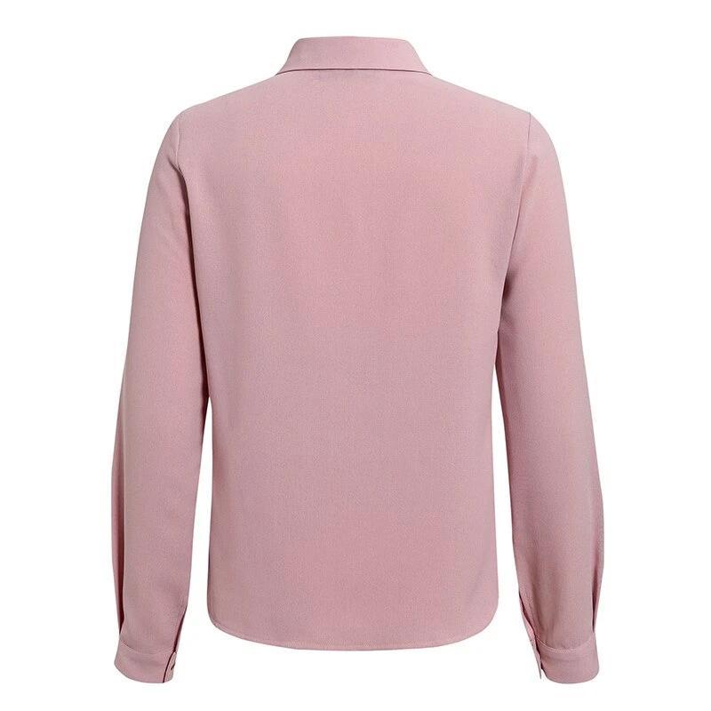 Sexy Pink Long Sleeve Neck Tie Elegant Office OL