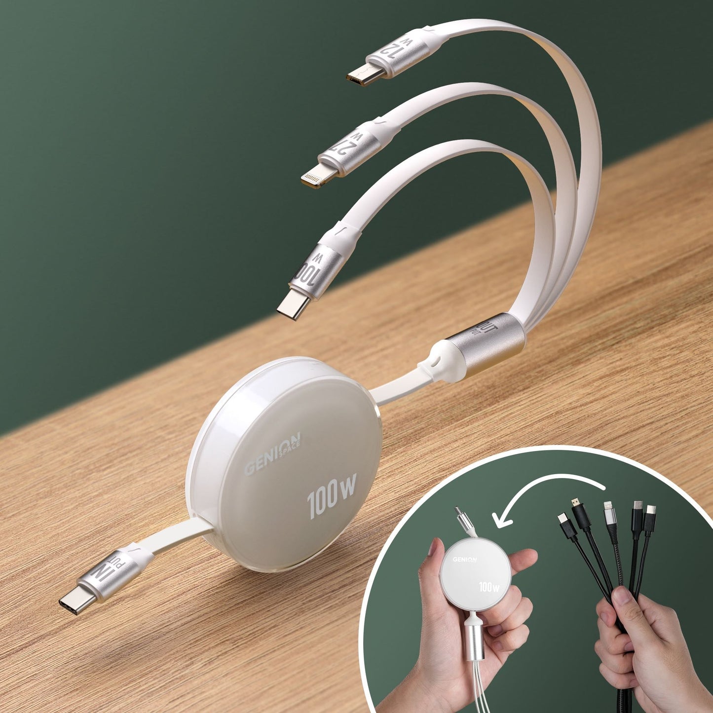 Fusion&Go 100W 3-In-1 Charging Cable