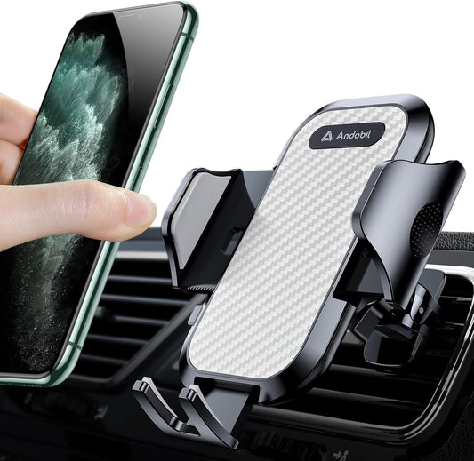 Military-Grade Car Phone Mount - Ultra Stable & Secure Grip, Compatible with iPhone 16 Pro Max, 15, 14, 13, 12 & Samsung S24, S23 - Easy to Use Silver Vent Accessory