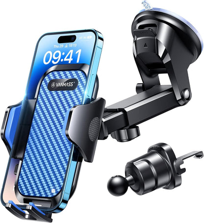 Ultimate Military-Grade Car Phone Holder - Unmatched Suction & Clip Mount for Dashboard, Windshield & Vent - Perfect for iPhone 16 15 Pro Max 14 13 & Android Devices