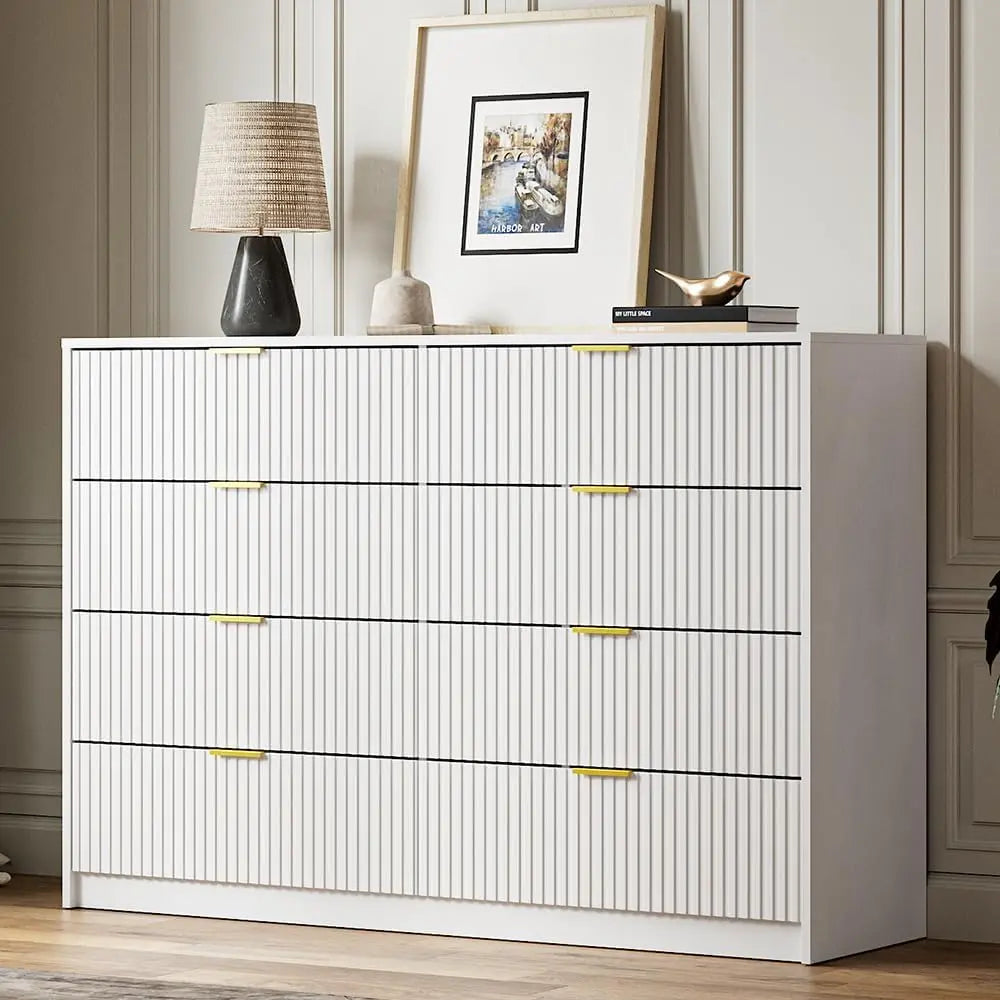 Dresser for Bedroom, 8 Drawer Double Dresser, Modern Chest of Drawers for Bedroom, Living Room, Entryway and Closet, 55" L x 15.