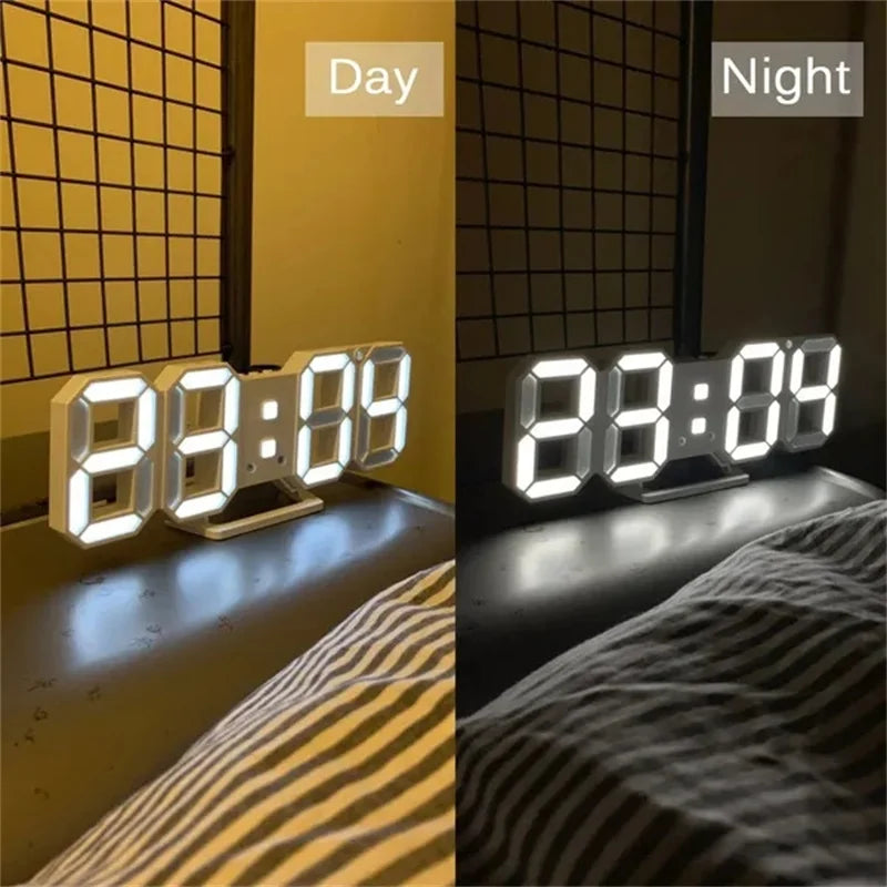 3D LED Digital Wall Clock with Date, Time, and Celsius Display - Alarm Clock and Nightlight for Home and Living Room Decor