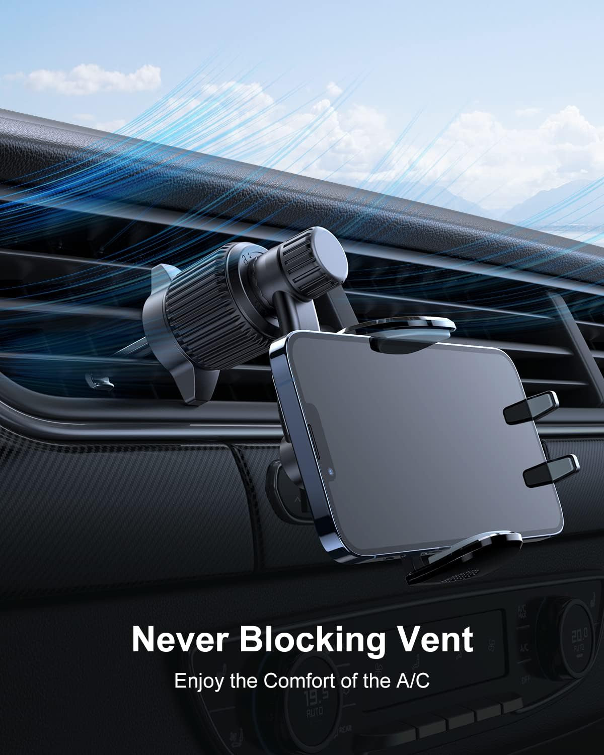 Revolutionary Car Vent Phone Mount - Never Block Your A/C! Universal Hands-Free Holder for iPhone, Samsung & More