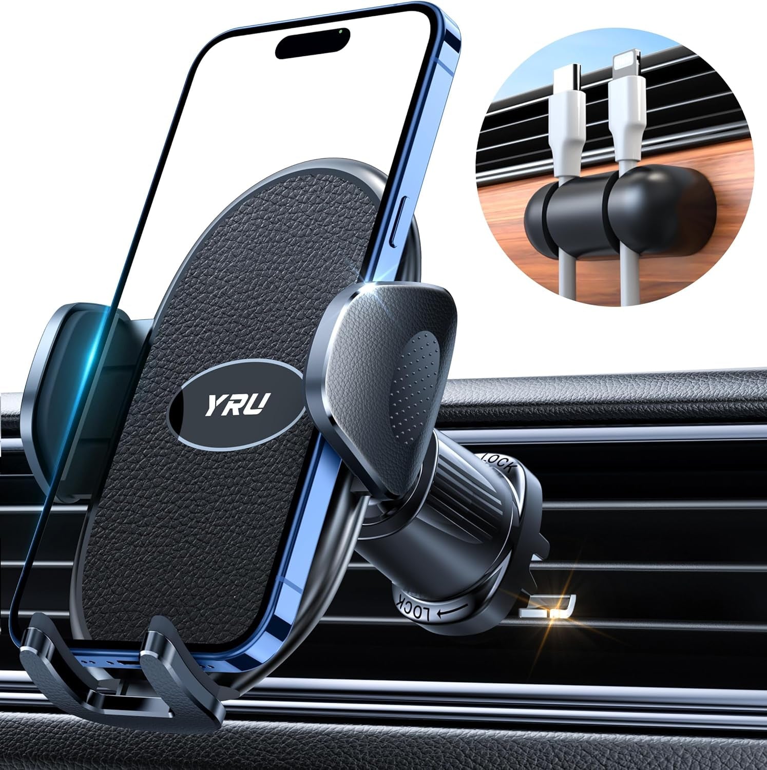 Car Phone Holder [2025 Upgraded Metal Hook Clip], Phone Holders for Your Car [No Fear of Bumps] Car Vent Phone Mount Widely Compatible with Iphone16 15 14 13 Samsung Android and All Smartphones, Black