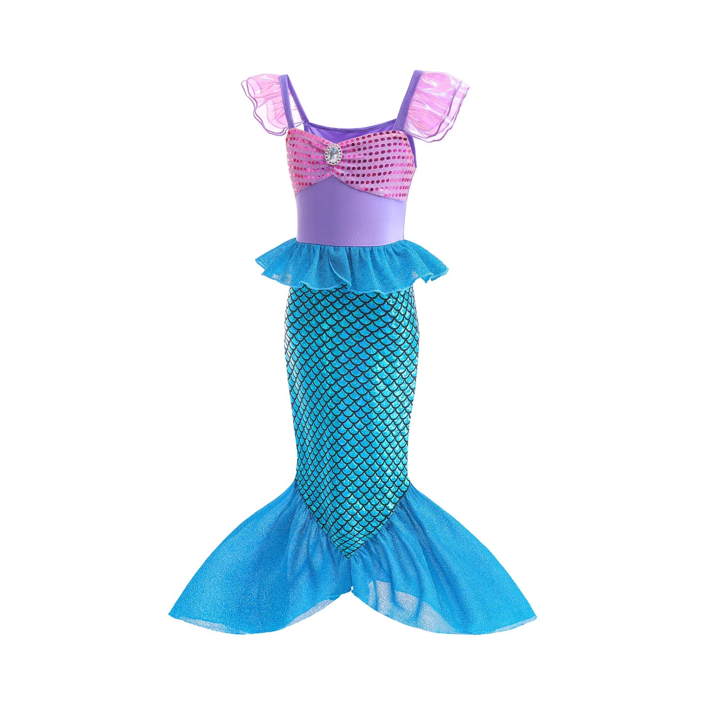 Mermaid Birthday Party Dress Summer Girl Mermaid Costume Carnival Anime Cosplay Outfits 2-10 Yrs Kids Fantasy Disguise Prom Gown