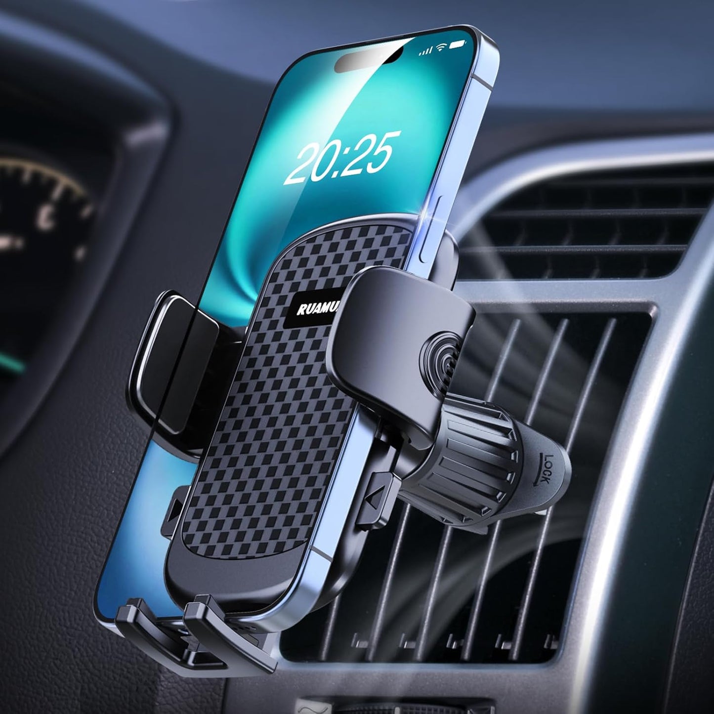 2025 Ultra-Stable Car Vent Phone Holder with Extended Metal Hook - Fits iPhone 16 Pro Max, 15 Plus, 14, 13, 12 & Samsung S24 Ultra, Pixel - Wider Clamp for Thicker Cases