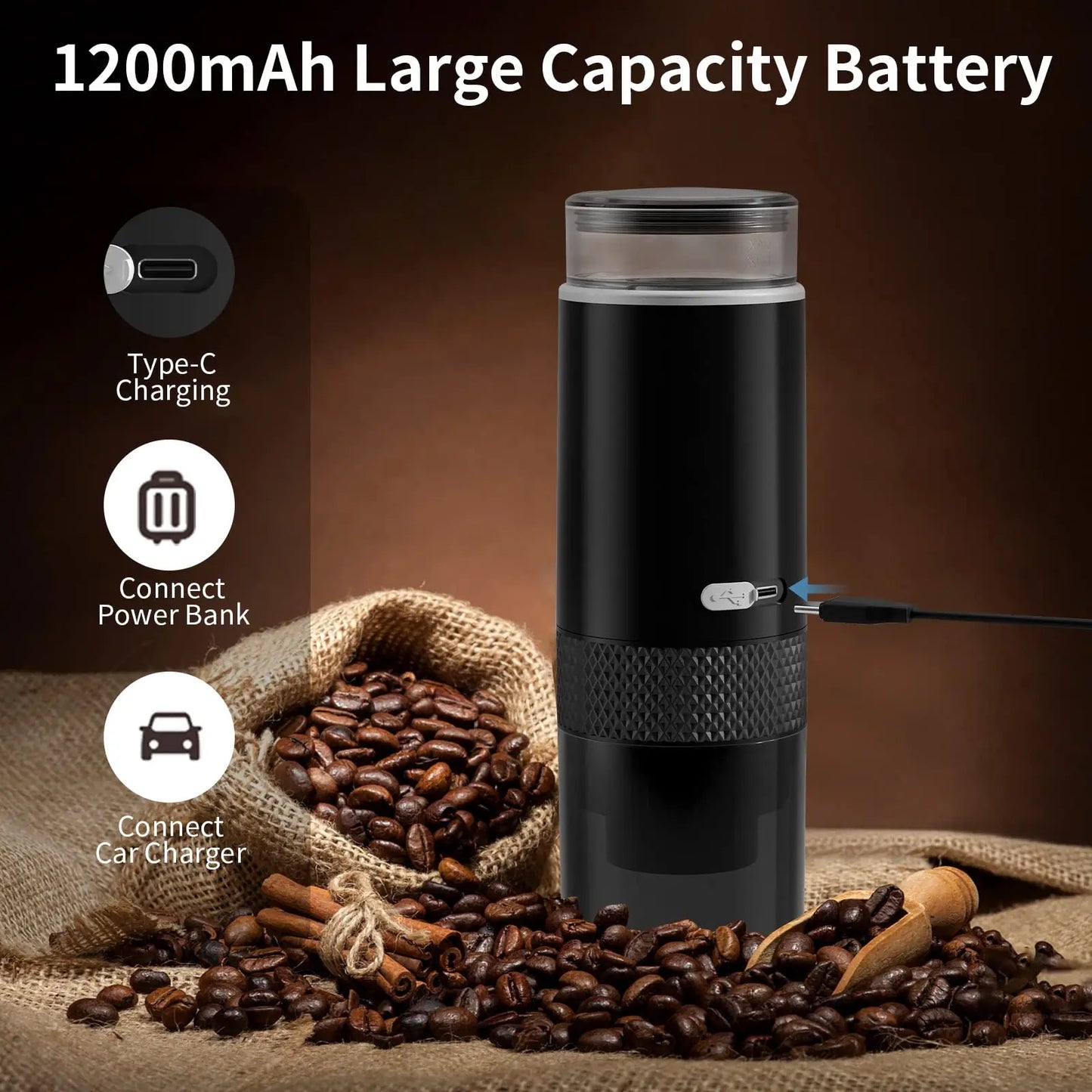 Compact Electric Coffee Maker for Ground Coffee and Capsules - Ideal for On-the-Go Brewing